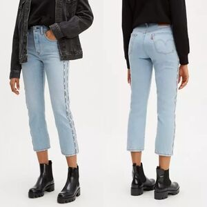 Levi's 501 Original Sport Stripe Cropped jeans in Dibs light wash size 32